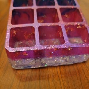 Clear pink n blue faded glittery Lipstick holder